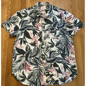 Lucky Brand 100% Linen Short Sleeve Tropical Hawaiian Shirt California Fit sz L